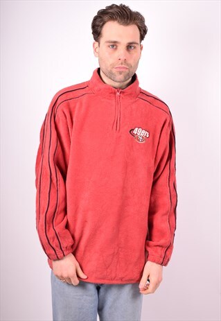 MENS VINTAGE NFL SF 49ERS FLEECE JUMPER LARGE RED 90S