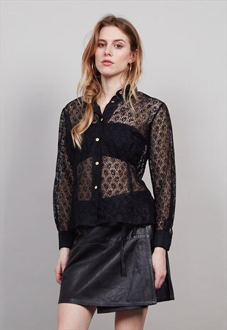 VINTAGE BLACK MESH BLOUSE