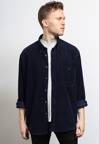 VINTAGE CORDUROY CORD SHIRT BLUE
