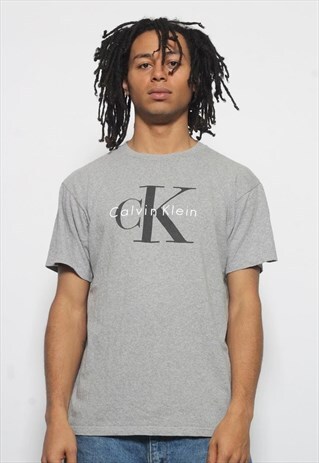 VINTAGE CALVIN KLEIN LOGO T-SHIRT GREY
