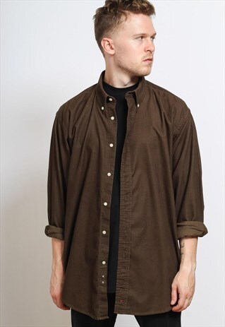 VINTAGE CORDUROY CORD SHIRT BROWN