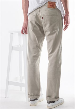 VINTAGE LEVIS 551 DENIM PANTS TROUSERS 90S BEIGE