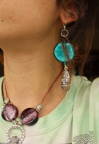 BOHEMIAN TEAL GLASS EARRINGS