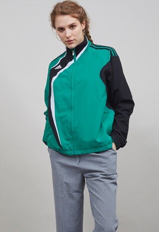 VINTAGE 90'S EMERALD GREEN FULLY-LINED ADIDAS SPORTS JACKET