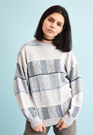 90'S RETRO JAZZY NEUTRAL KNIT JUMPER