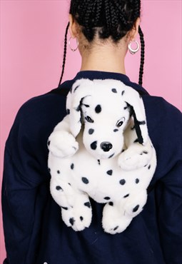 Dalmatian backpack cute plush bag puppy black white fluffy