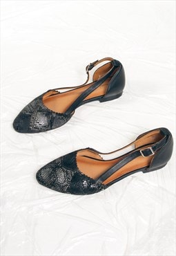 Vintage Y2K Ballerina Shoes in Black Leather