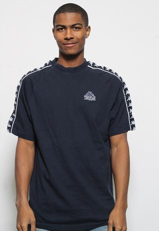 VINTAGE KAPPA TAPE LOGO T-SHIRT BLUE NAVY