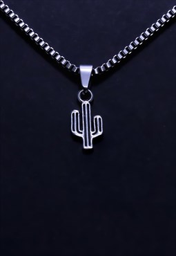 Silver Cactus Chain Necklace