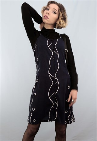 VINTAGE 90S PATTERNED BUTTON DOWN SLIP DRESS