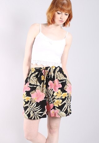 VINTAGE 90S HAWAIIAN PATTERNED BEACH CULOTTE SHORTS