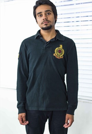 VINTAGE POLO RALPH LAUREN SHIRT RUGBY LOGO 90S M 19.6