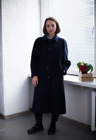 VINTAGE 80'S NAVY WOOL COAT