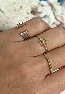 Y2K Set of 3 Delicate Gold Rings