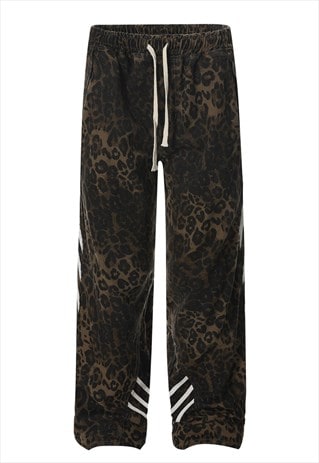 Leopard jeans animal print denim joggers cheetah pants brown