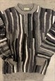 VINTAGE ABSTRACT KNITTED JUMPER FUNKY 3D PATTERNED SWEATER