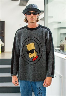 Vintage 90s cartoon Bart Simpson knitted jumper