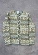 VINTAGE L.L.BEAN KNITTED CARDIGAN NORWEGIAN PATTERNED KNIT 