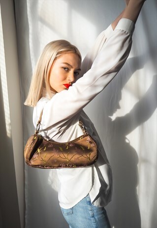 VINTAGE BROWN FLORAL 90'S SHOULDER BAG