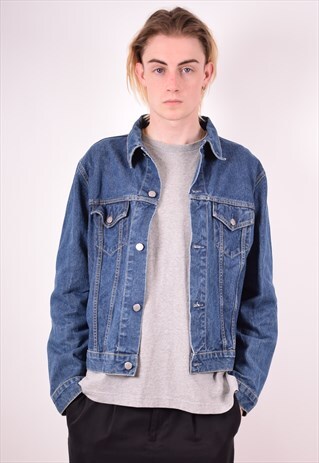 TOMMY HILFIGER MENS VINTAGE DENIM JACKET LARGE BLUE 90S
