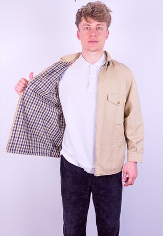 VINTAGE AQUASCUTUM HOUSE CHECK HARRINGTON JACKET IN BEIGE