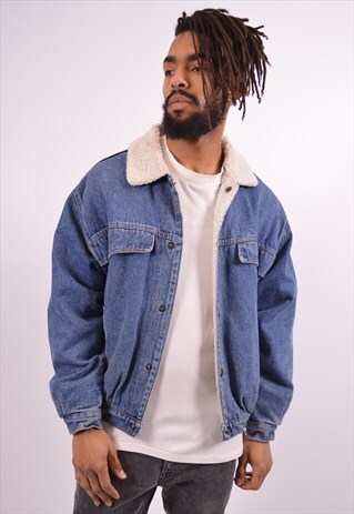 MENS VINTAGE SHERPA DENIM JACKET MEDIUM BLUE 90S