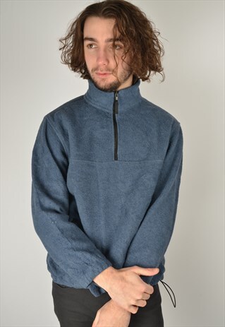VINTAGE EDDIE BAUER 1/4 ZIP FLEECE SWEATSHIRT BLUE