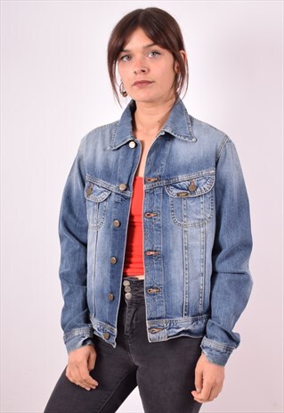 LEE WOMENS VINTAGE DENIM JACKET SMALL BLUE 90S