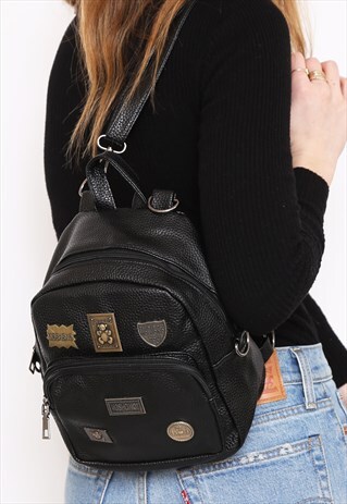 VINTAGE 90S BLACK EMBELLISHED RUCKSACK BACKPACK