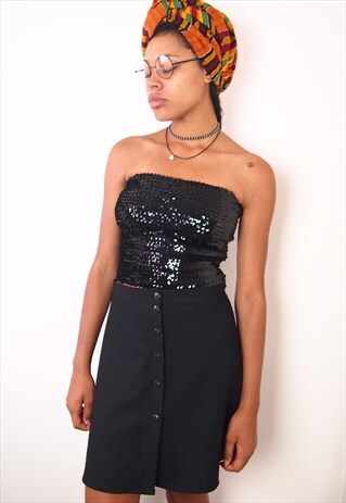 BLACK SKATER HIGH WAISTED MINI SKIRT