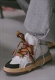 RETRO CLASSIC SNEAKERS WIDE COLORED LACES SHOES IN GREY