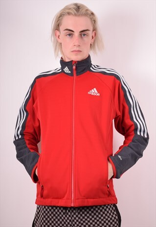 ADIDAS MENS VINTAGE TRACKSUIT TOP JACKET MEDIUM RED 90S