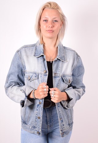 JUST CAVALLI WOMENS VINTAGE DENIM JACKET XL BLUE 90S