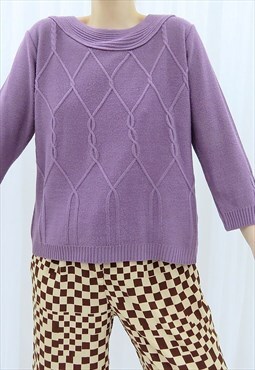 90s Vintage Purple Embroidered Jumper