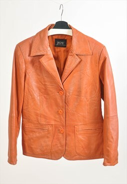 VINTAGE 90S real leather blazer jacket in orange