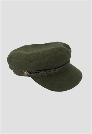 VINTAGE STYLE NEW GREEN WOOL FIDDLER BAKER BOY HAT