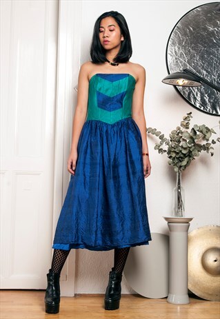 80S VINTAGE COLOUR BLOCK PARTY DRESS