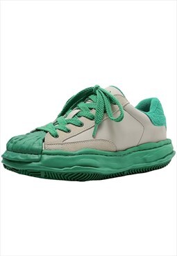 Melted sneakers retro classic platform trainers in green