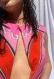 VINTAGE 1970S FESTIVAL VEST TOP FLUO CROP SHIRT