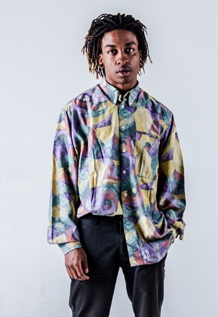 VINTAGE 90S LONGSLEEVE CRAZY PATTERN SHIRT IN MULTICOLOUR