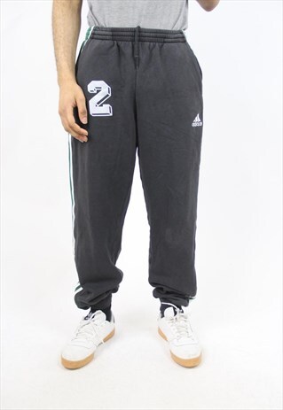 VINTAGE ADIDAS BLACK STRIPED TRACKSUIT BOTTOMS