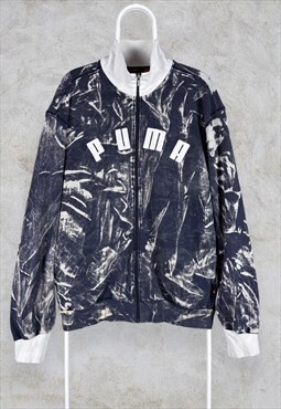 Vintage Puma Zip Sweatshirt Acid Wash Reworked Embroidered 