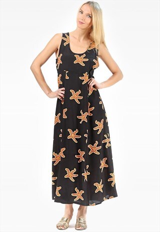 GRUNGE STARFISH MAXI BUTTON UP DRESS SLEEVELESS