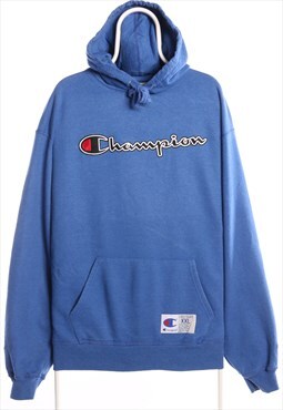 Vintage 90's Champion Hoodie Spellout Pullover Blue XXLarge