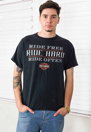 VINTAGE HARLEY-DAVIDSON T-SHIRT LOGO 90S L 7.8