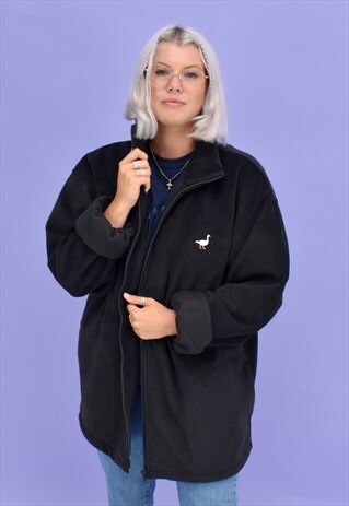 G&G UNISEX BLACK FULL ZIP GOOSE FLEECE