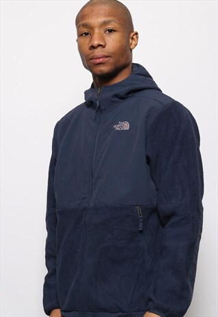 VINTAGE NORTH FACE LOGO FLEECE DENALI BLUE HOODIE