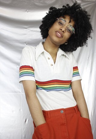 UNISEX 70S RAINBOW STRIPES POLO