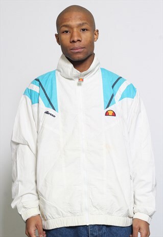 VINTAGE ELLESSE LOGO TRACK JACKET WHITE