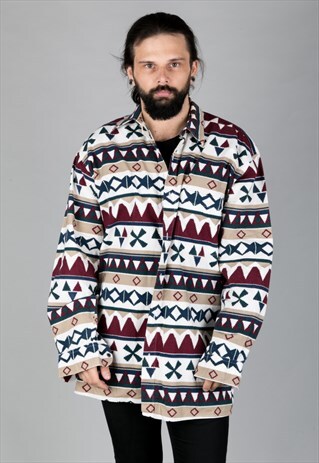 VINTAGE 90S AZTEC ABSTRACT FESTIVAL SHIRT
